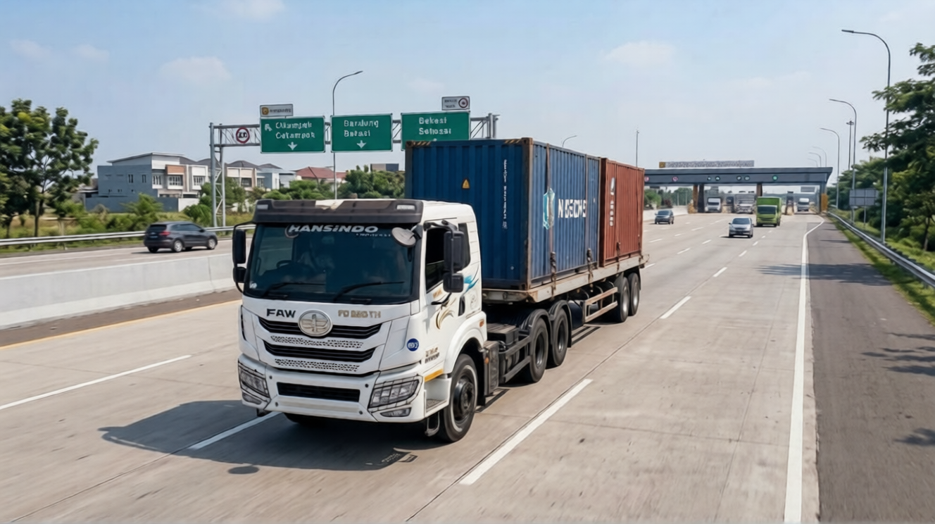 Container Truck on Highway